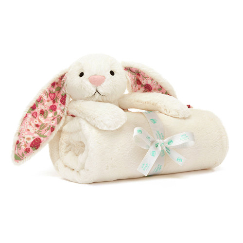 Jellycat Blossom Cream Bunny "Berry" Blankie BLNK2MS
