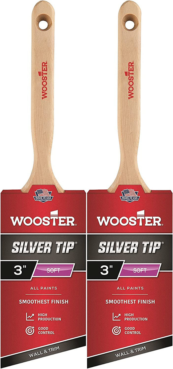 Wooster Brush 5221 2 Inch Silver Tip Angle Sash Paintbrush - 2 Pack