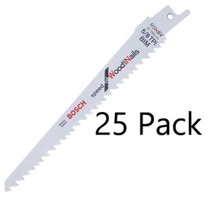 Bosch 25 Pack 6 Inch 5/8 V TPI Reciprocating Saw Blades - RSN6V-25PK Bosch 25 Pack 6 Inch 5/8 V TPI Reciprocating Saw Blades - RSN6V-25PK