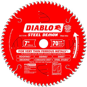 Diablo D0770FM 7" x 70-Teeth Steel Demon™ Saw Blade for Thin Metal Diablo D0770FM 7" x 70-Teeth Steel Demon™ Saw Blade for Thin Metal