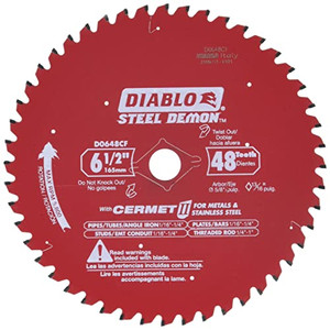 Diablo D0648CFX 6-1/2" x 48 Teeth Steel Demon™ Cermet II Saw Blade for Metals and Stainless Steel Diablo D0648CFX 6-1/2" x 48 Teeth Steel Demon™ Cermet II Saw Blade for Metals and Stainless Steel