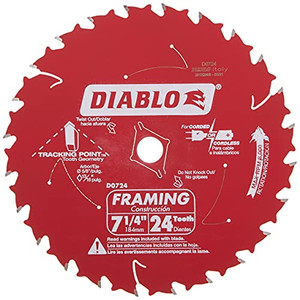 Diablo D0724X 7-1/4" x 24 Tooth Framing Saw Blade Diablo D0724X 7-1/4" x 24 Tooth Framing Saw Blade