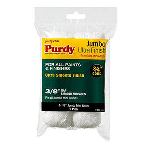 Genuine Purdy Ultra Finish Jumbo Mini 4-1/2" x 3/8" Nap 2 Pack Roller Covers 140624052 Genuine Purdy Ultra Finish Jumbo Mini 4-1/2" x 3/8" Nap 2 Pack Roller Covers 140624052