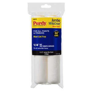 Genuine Purdy White Dove Jumbo Mini 6-1/2" x 1/4" Nap 2 Pack Roller Covers 140626010 Genuine Purdy White Dove Jumbo Mini 6-1/2" x 1/4" Nap 2 Pack Roller Covers 140626010