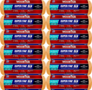 Wooster Genuine 9" Super/Fab FTP 3/8" Nap Roller Cover 12-Pack, RR923-9-12PK