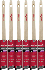 Wooster Genuine 1" Silver Tip Thin Angle Sash Paintbrush 6-Pack, 5224-1-6PK