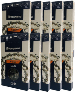 Husqvarna 10 Pack of 12" X-CUT S93G, 3/8" mini pitch, .050 gauge 44DL Cutting Chains - 585422144-10PK Husqvarna 10 Pack of 12" X-CUT S93G, 3/8" mini pitch, .050 gauge 44DL Cutting Chains - 585422144-10PK