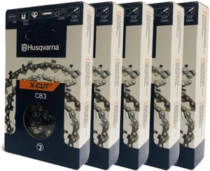 Husqvarna Genuine OEM 5 Pack of 24" X-CUT C83, 3/8" pitch, .050 gauge 84DL Cutting Chains - 585550084-5PK