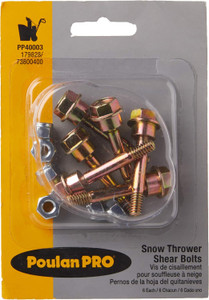 Poulan Snow Blower Replacement Shear Bolts and Nuts, 6 Each # 575938801X Poulan Snow Blower Replacement Shear Bolts and Nuts, 6 Each # 575938801X