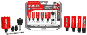 Diablo DHS09SGPCT 9 pc General Purpose Carbide Teeth Hole Saw Set Diablo DHS09SGPCT 9 pc General Purpose Carbide Teeth Hole Saw Set