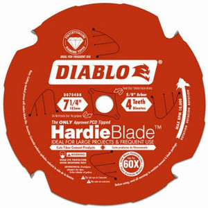 Diablo D0704DH 7-1/4" x 4-Teeth HardieBlade™ Saw Blade for Fiber Cement Diablo D0704DH 7-1/4" x 4-Teeth HardieBlade™ Saw Blade for Fiber Cement
