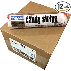 Wooster Genuine 9" Candy Stripe 1/4" Nap Roller Cover 12-Pack, R209-9-12PK Wooster Genuine 9" Candy Stripe 1/4" Nap Roller Cover 12-Pack, R209-9-12PK