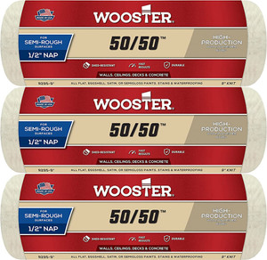 Wooster Genuine 9" 50/50 1/2" Nap 3-Pack Roller Cover - R295-9-3PK Wooster Genuine 9" 50/50 1/2" Nap 3-Pack Roller Cover - R295-9-3PK