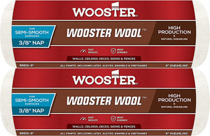 Wooster Genuine 9" Wooster Wool 3/8" Nap Roller Cover 2-Pack, RR631-9-2PK