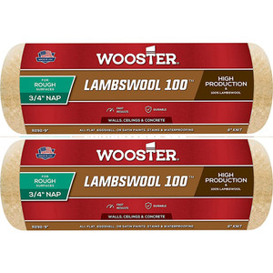 Wooster Genuine 9" Lambswool 100 3/4" Nap 2-Pack Roller Cover - R292-9-2PK Wooster Genuine 9" Lambswool 100 3/4" Nap 2-Pack Roller Cover - R292-9-2PK