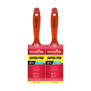 Wooster Genuine 2.5" Super/Pro Flat Paintbrush 2-Pack, J4104-2.5-2PK