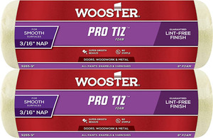 Wooster Genuine 9" Pro Tiz 3/16" Nap Foam Roller Cover 2-Pack, R265-9-2PK