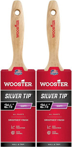 Wooster Genuine 2.5" Silver Tip Flat Paintbrush 2-Pack, 5222-2.5-2PK Wooster Genuine 2.5" Silver Tip Flat Paintbrush 2-Pack, 5222-2.5-2PK