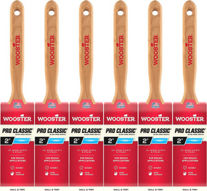 Wooster Genuine 2" Pro Classic Black China Bristle Flat Sash Paintbrush 6-Pack # Z1202-2-6PK Wooster Genuine 2" Pro Classic Black China Bristle Flat Sash Paintbrush 6-Pack # Z1202-2-6PK