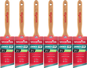 Wooster Genuine 2.5" Chinex FTP Angle Sash Paintbrush 6-Pack, 4410-2.5-6PK Wooster Genuine 2.5" Chinex FTP Angle Sash Paintbrush 6-Pack, 4410-2.5-6PK