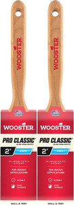 Wooster Genuine 2" Pro Classic Black China Bristle Flat Sash Paintbrush 2-Pack # Z1202-2-2PK