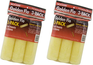 Wooster Genuine 9" Golden Flo 3/8" Nap 2 Sets Of 3-Pack Roller Cover # RR726-9-2PK