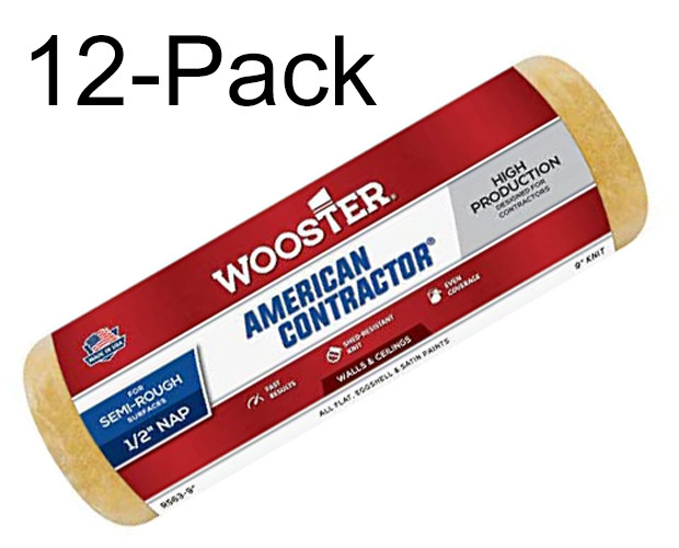 Wooster Genuine 9" American Contractor 1/2" Nap Roller Cover 12-Pack # R563-9-12PK - view 3