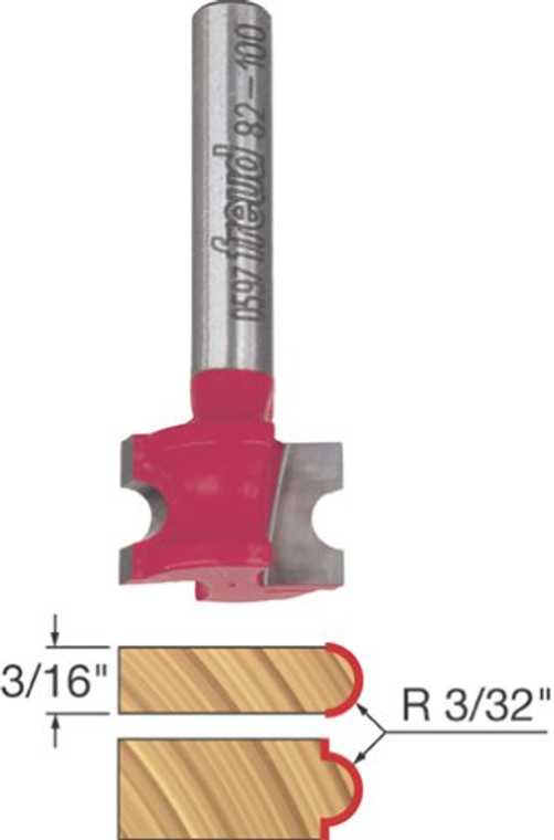 Freud Genuine 3/32" Radius Half Round Router Bit With 1/4" Shank - 82-100