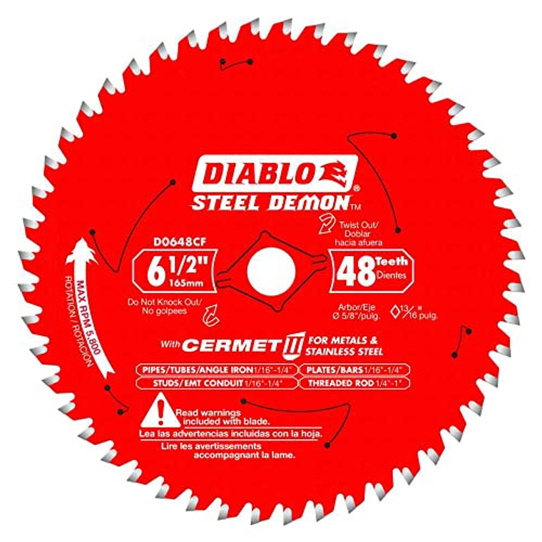 Diablo Genuine 6-1/2 in. X 48 Tooth Steel Demon Cermet II Saw Blade For Metals And Stainless Steel D0648CFA