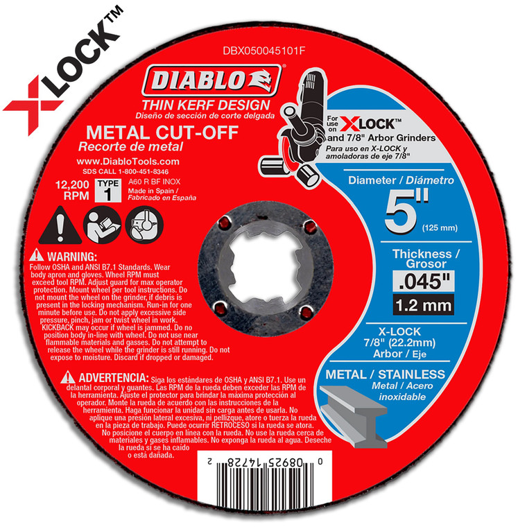 Diablo Genuine 5 in. Thin Kerf Metal Cut-Off Disc For X-Lock And All Grinders DBX050045101F