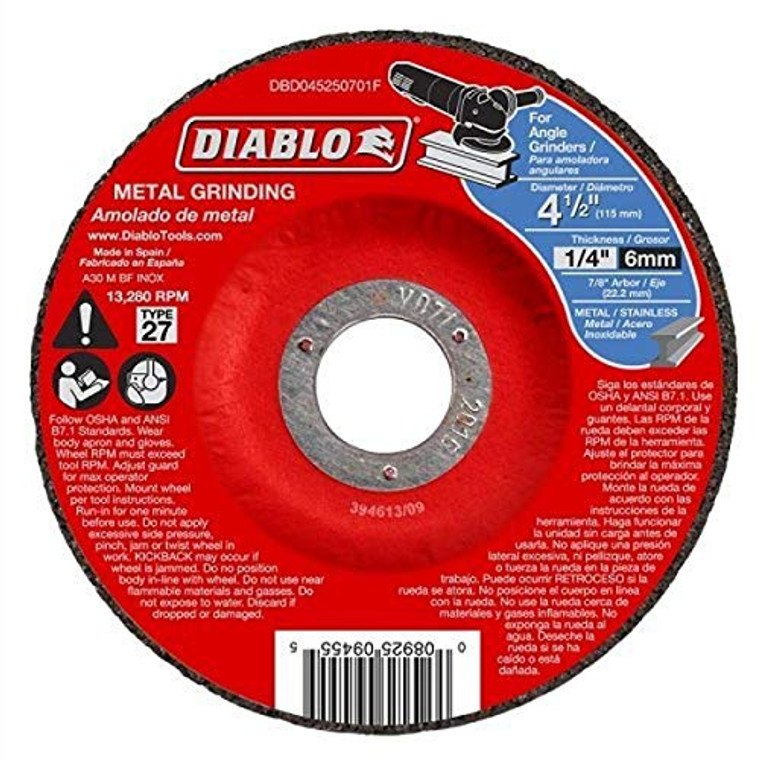 Diablo Genuine 4-1/2 in. Metal Grinding Disc - Type 27 DBD045250701F