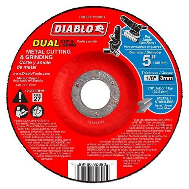 Diablo Genuine 5 in. Metal Dual Cut & Grind Disc - Type 27 DBD050125X01F