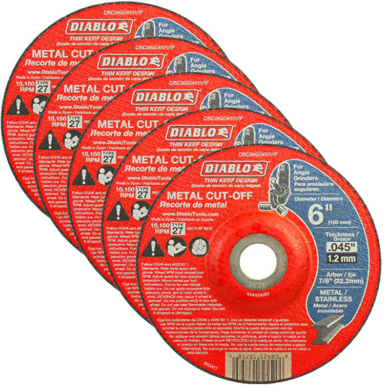 Diablo Genuine 5 Pack of Steel Demon 6 in. Type 1 Metal Cut-Off Disc DBDS60045101F-5PK