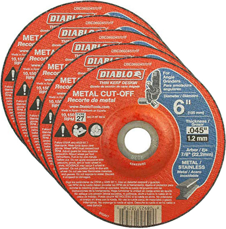 Diablo Genuine 5 Pack of 6 in. Type 27 Metal Cut-Off Disc DBD060045701F-5PK
