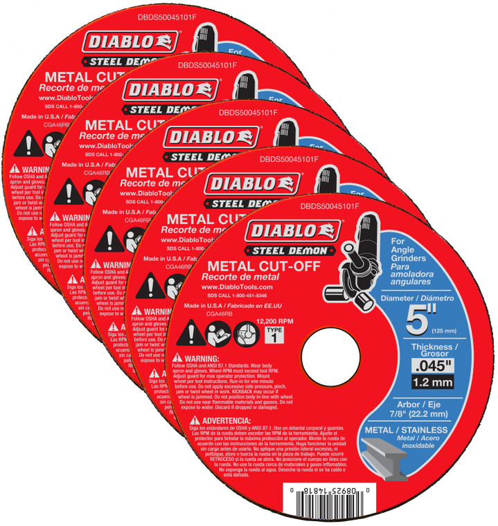 Diablo Genuine 5 Pack of Steel Demon 5 in. Type 1 Metal Cut-Off Disc DBDS50045101F-5PK