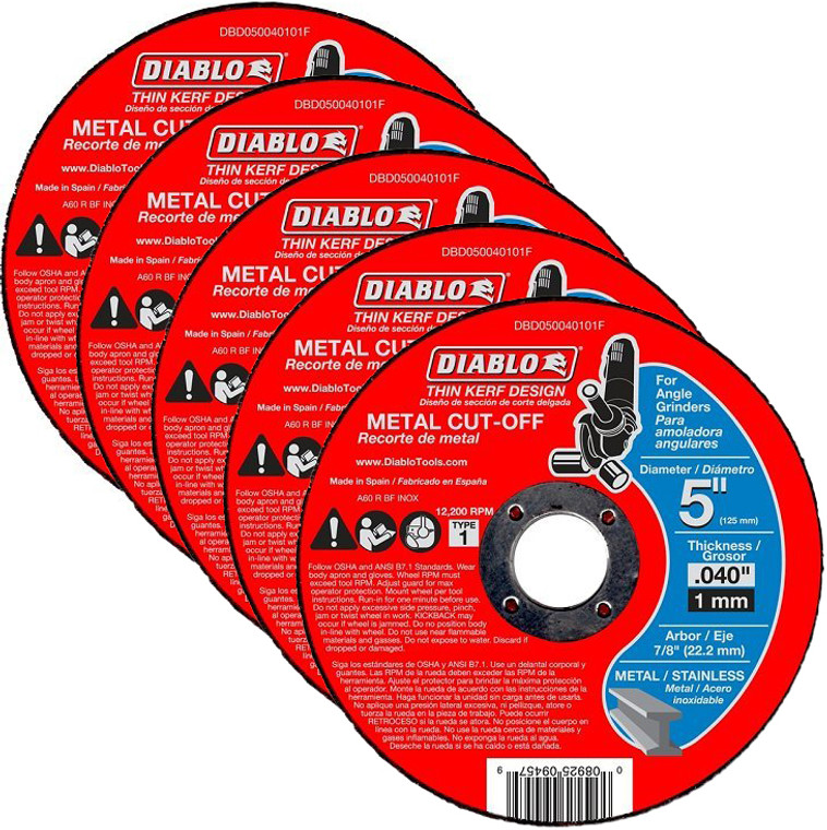 Diablo Genuine 5 Pack of 5 in. Metal Cut Off Disc - Thin Kerf DBD050040101F-5PK