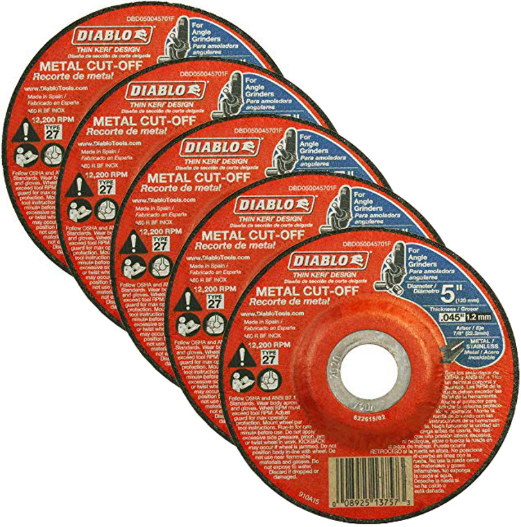 Diablo Genuine 5 Pack of 5 in. Type 27 Metal Cut-Off Disc DBD050045701F-5PK