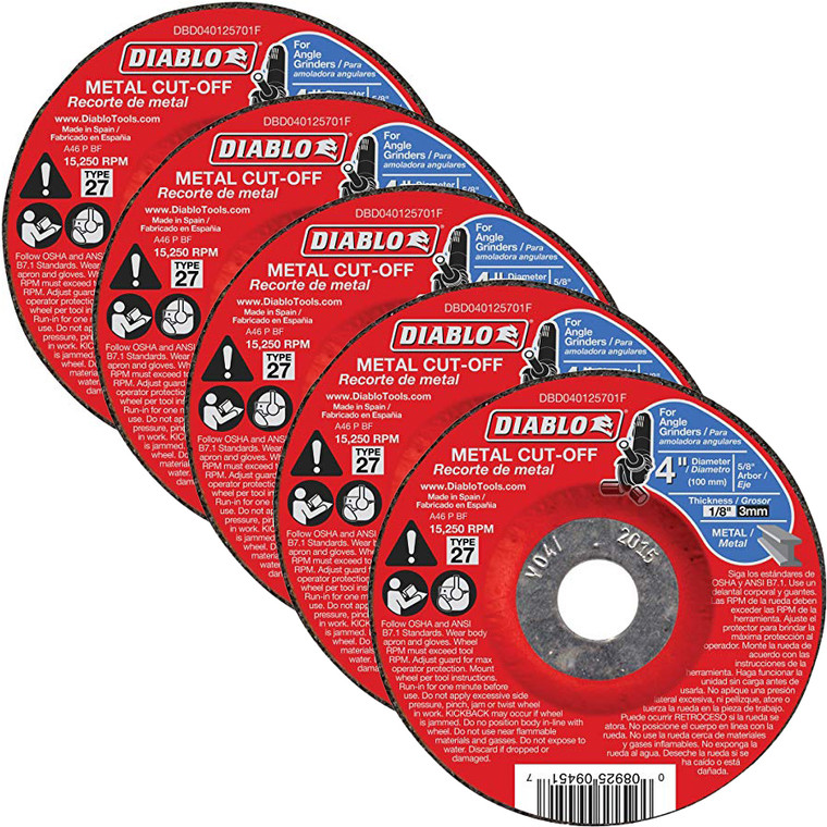 Diablo Genuine 5 Pack of 4 in. Metal Cut Off Disc - Type 27 DBD040125701F-5PK