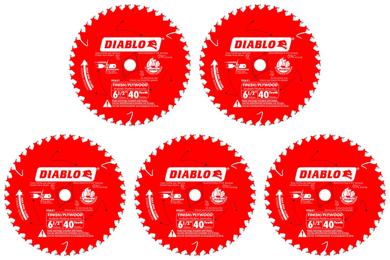 Diablo Genuine 5 Pack of 6-1/2 in. X 40 Tooth Finish Trim Saw Blade D0641A-5PK