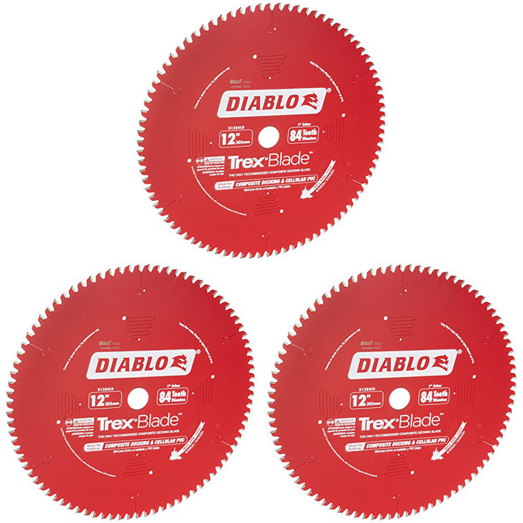 Diablo Genuine 3 Pack of 12 in. X 84 Tooth Composite Material/Plastics TrexBlade D1284CD-3PK
