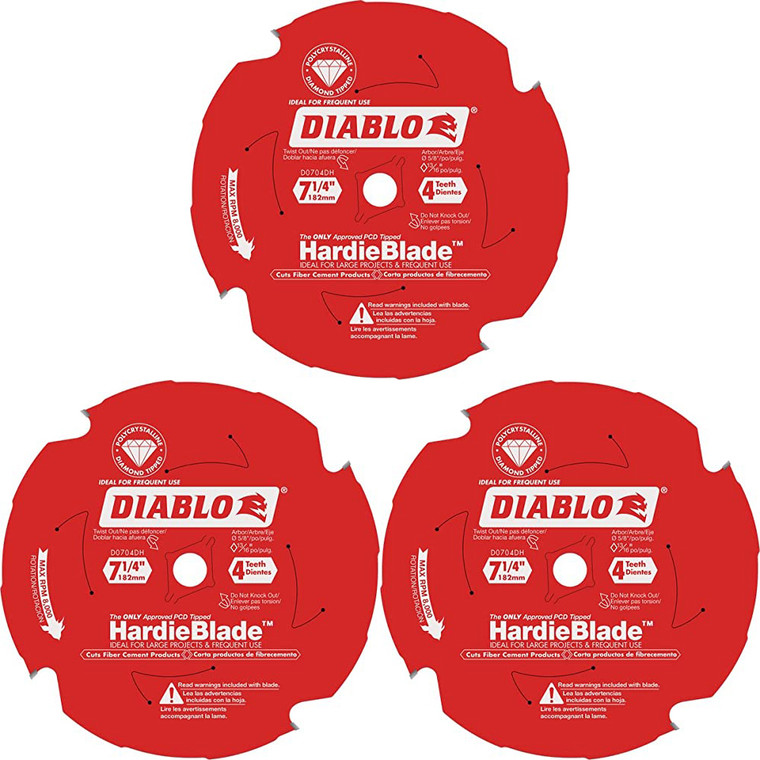 Diablo Genuine 3 Pack of 7-1/4 in. X 4 Tooth (PCD) Fiber Cement HardieBlade D0704DHA-3PK