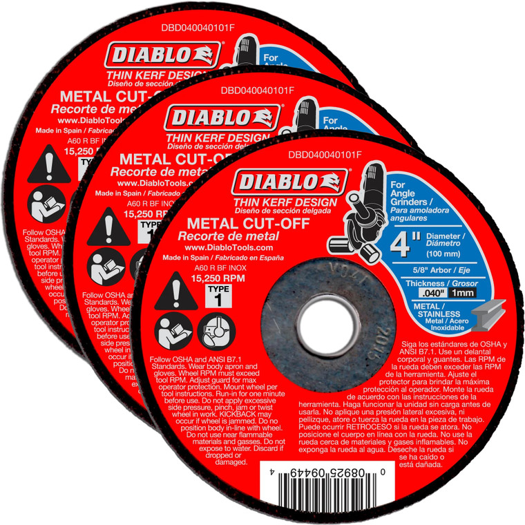 Diablo Genuine 3 Pack of 4 in. Metal Cut Off Disc - Thin Kerf DBD040040101F-3PK