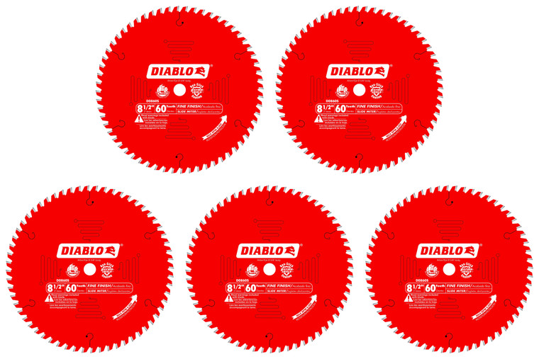 Diablo Genuine 5 Pack of 8-1/2 in. X 60 Tooth Fine Finish Saw Blade D0860S-5PK