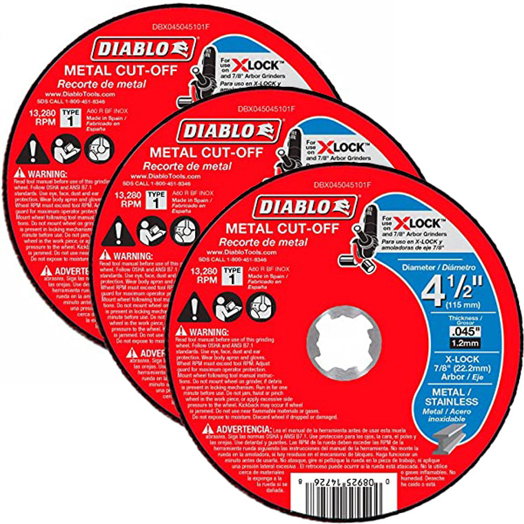 Diablo 3 Pack of 4-1/2 in. Thin Kerf Metal Cut-Off Disc DBX045045101F-3PK