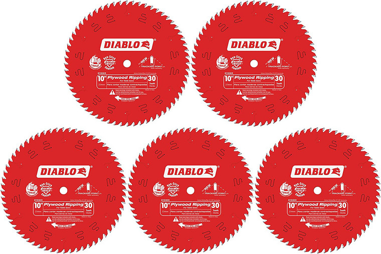 Diablo Genuine 5 Pack of 10 in. X 30 Tooth Plywood Ripping Blade D1030X-5PK