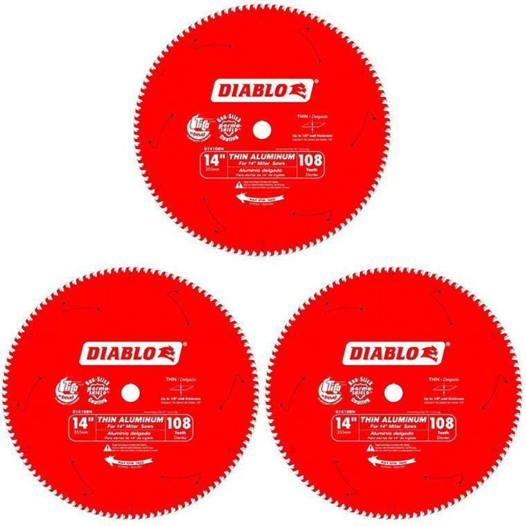 Diablo Genuine 3 Pack of 14 in. X 108 Tooth Thin Aluminum Cutting Saw Blade D14108N-3PK