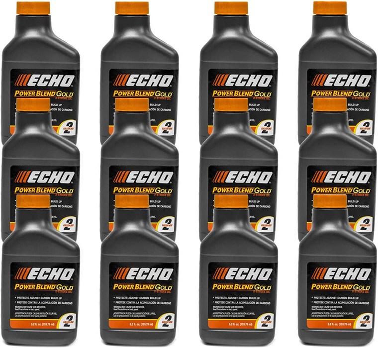 12 Pack of Echo PowerBlend Gold 2-Stroke Engine Oil 5.2 oz Bottle 50:1 Mix for 2 Gallons 6450002S-12PK