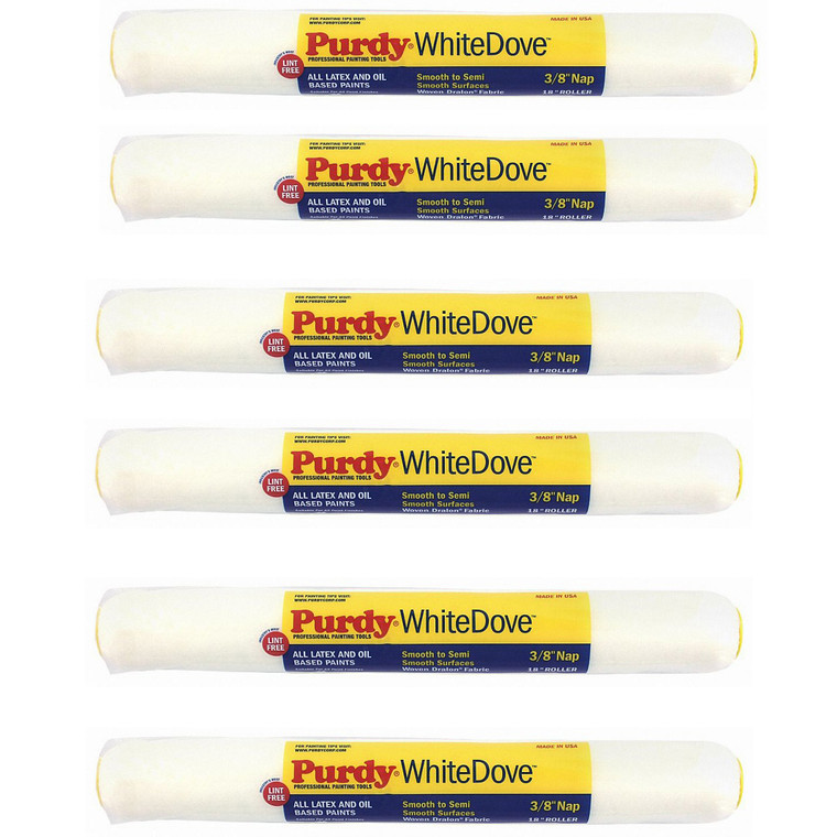 Genuine Purdy 6 Pack White Dove 18" x 3/8" Nap Roller Covers 144670182-6PK
