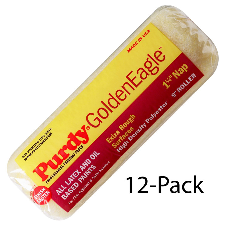 Genuine Purdy 12 Pack Golden Eagle 9" x 1-1/4" Nap Roller Covers 144608097-12PK