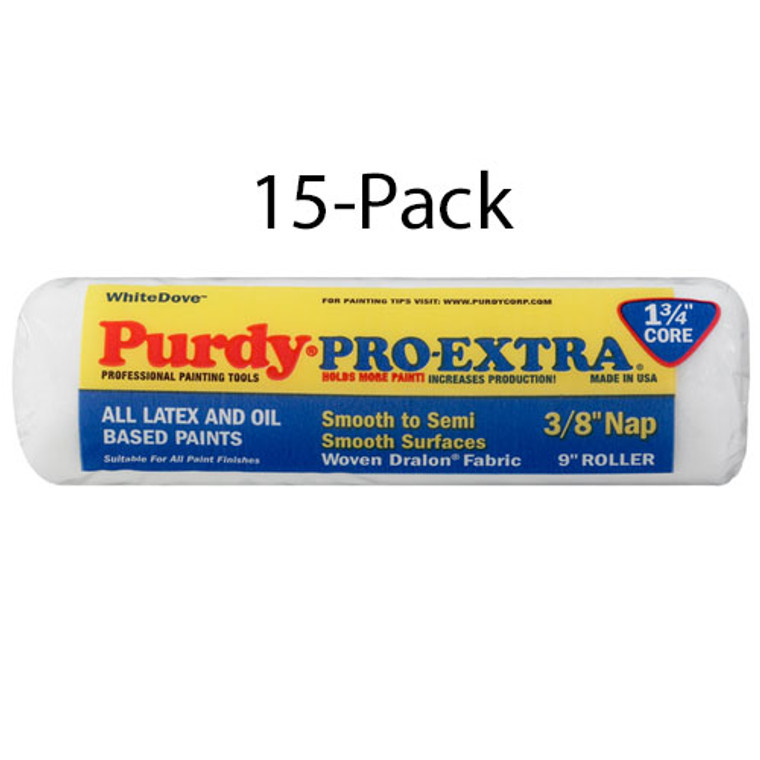 Genuine Purdy 15 Pack White Dove Pro-Extra 9" x 3/8" Nap Roller Covers 140671092-15PK